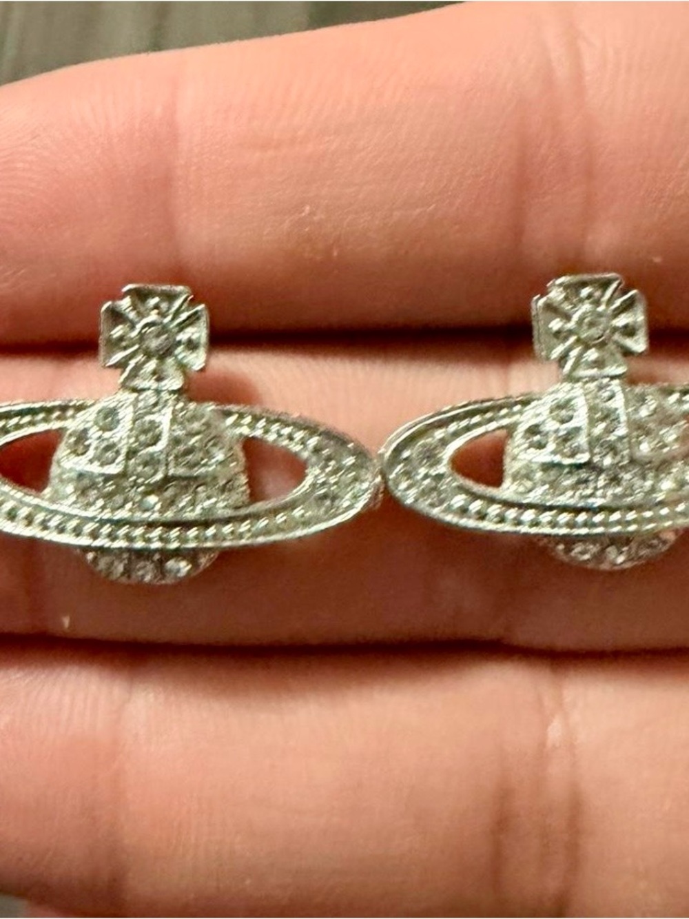 Silver Orbit Crystal Stud Earrings - Designer-Inspired